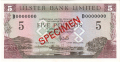 Ulster Bank Ltd 5 Pounds,  1. 12.1989